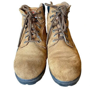 Brahma Waterproof Oil Resistant Leather Upper Men Boots Size 9.5W Beige Lace Up